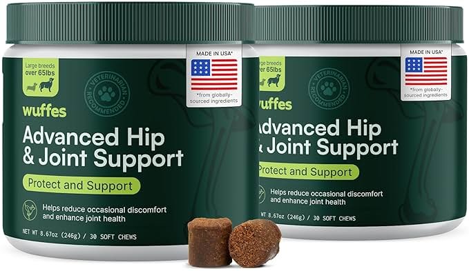 Wuffes Chewable Dog Hip & Joint Supplement - Glucosamine & Chondroitin Chews - Dog Joint Supplements & Vitamins - Extended Joint Care (Large Breed (Over 65 lbs), 60 Chews (Pack of 2)) - Product Image