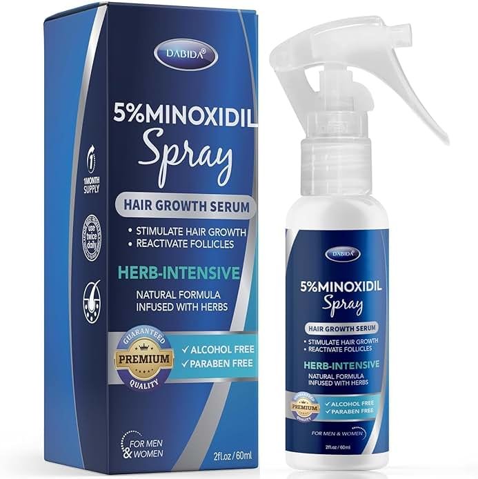 5% Minoxidil Hair Regrowth Spray : Minoxidil for Women Hair Growth Treatment, Minoxidil 5 percent for Men Beard Growth - 60ml - Product Image