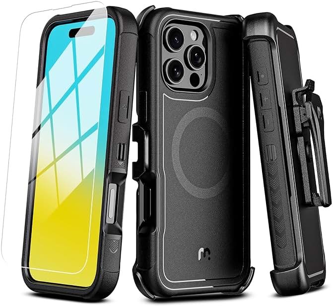 M MYBAT PRO for iPhone 16 Pro Max Case,Maverick Series Case with Belt Clip Holster,[Compatible with Magsafe] w/Screen Protector,Anti-Drop,Shockproof,w 360°Rotating Kickstand,Heavy Duty Protection - Product Image