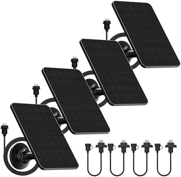 Rhorawill 4 Pack Solar Panel for Blink Outdoor 2K+/4(4th Gen)/Outdoor(3rd Gen) XT3 and XT2/XT Camera(Not Included)/Blink Outdoor Camera,Solar Panel with Mount 13.1ft Cable Rubber Plug - Product Image