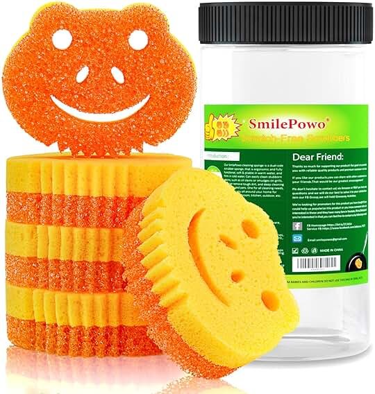SmilePowo 5 Pack Scrub Sponge, Dual-Sided Temperature Controlled Kitchen Sponge for Dishes, Frog Bulk Sponges Household Cleaning Pads,Multi-Functional Premium Cleaning Sponges - Product Image