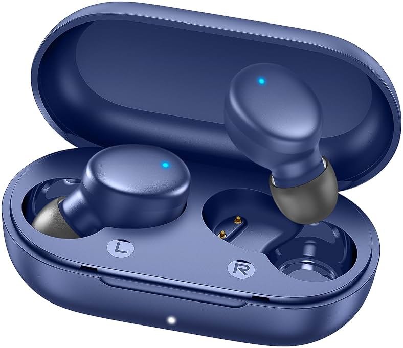 MOZOTER S8 Mini Wireless Earbuds Bluetooth 5.3 in Ear Light-Weight Headphones,60Hrs Playtime Ear Buds with Charging Case,Built-in Microphone Headset,Premium Sound with Deep Bass for Sport-Blue - Product Image