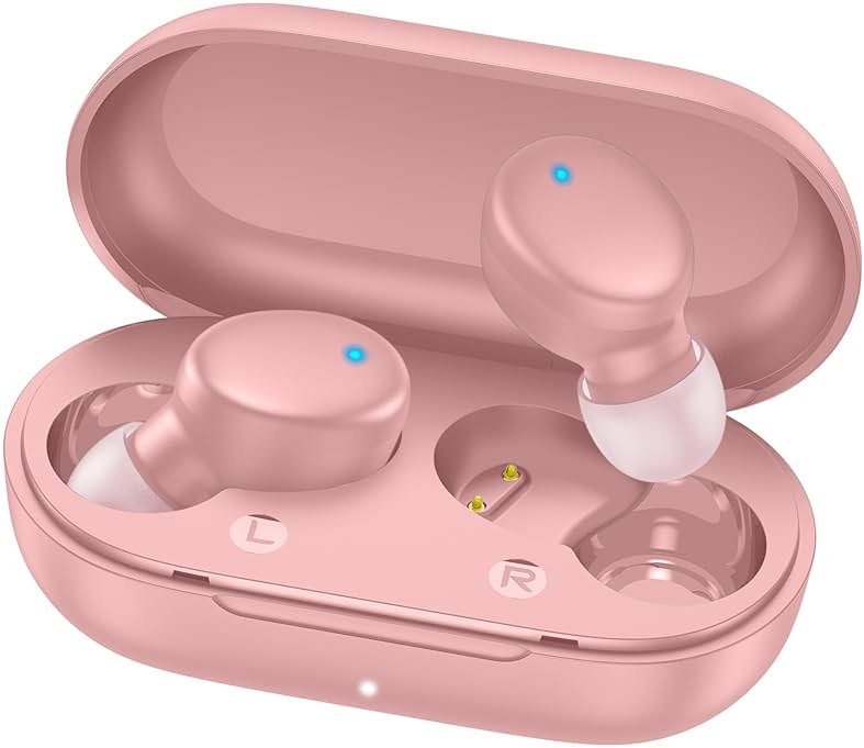 MOZOTER S8 Mini Wireless Earbuds Bluetooth 5.3 in Ear Light-Weight Headphones,60Hrs Playtime Ear Buds with Charging Case,Bluetooth Headsets,Premium Sound with Deep Bass for Sport-Pink - Product Image