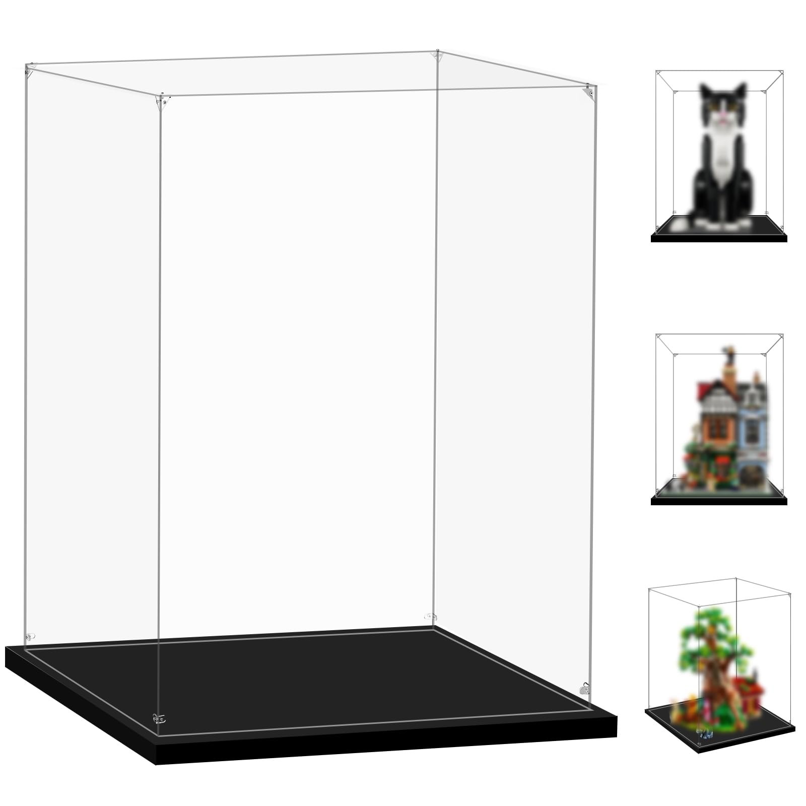 LILIKAKA Display Case for Lego 21349 Tuxedo Cat, 75430 Wicket The Ewok, 10350 Tudor Corner or 21326 Winnie The Pooh, 11.41x10.62x13.77inches (29x27x35cm). - Product Image