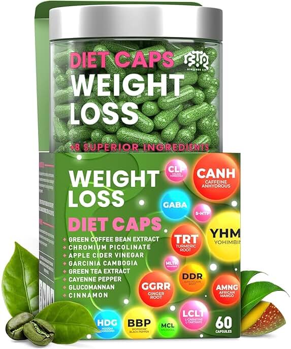 BIOTEQUELAB Weight Loss Diet Capsules, Natural Appetite Suppressant, Day & Night Fat Burner for Women & Men with Apple Cider, Green Coffee Bean Extract, Metabolism Booster Supplement - 60 Pills - Product Image