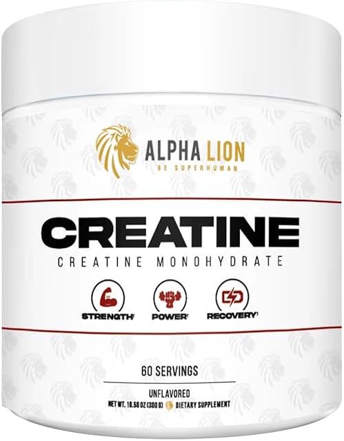 ALPHA LION Creatine Monohydrate Powder, 5000mg Per Serving (5g), Supports Muscle Strength, Power, Athletic Performance, Pure Creatina Monohydrata en Polvo Supplement (60 Servings, Unflavored) - Product Image