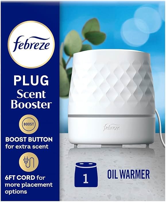 Febreze Plug Scent Booster in White, Continuous Scent Device Oil Diffuser, Compatible with Febreze Air Freshener Plug in Refills - Refills not Included - Product Image