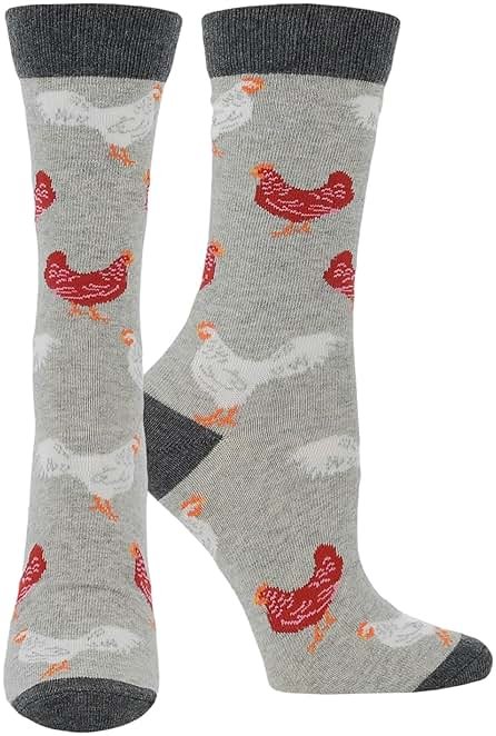 WHD Fluffy Chicken Crew Socks for Women & Men | Farm Animal Lover Socks, Barnyard Fun - Product Image