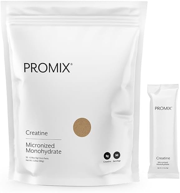 ProMix Nutrition Creatine Monohydrate Travel Packs, 5g of micronized Clean Creatine for Men and Women, Supports Muscle Growth & Recovery, Vegan - 30 Servings - Product Image
