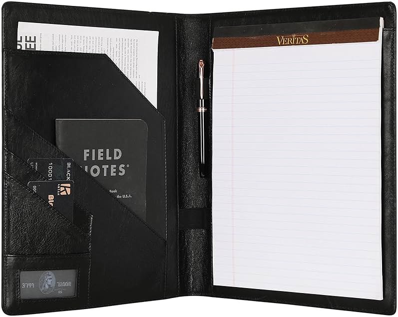 GZRHKJ Genuine Leather Padfolio,Free Engraved Name, Personalized Leather Portfolio, A4 Document Folder Legal Pad Padfolio, Resume Folio for Men & Women - Product Image