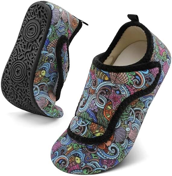 BARERUN Slippers for Women Men Wide House Diabetic Shoes for Women Men Warm Arthritis Edema Swollen Neuropathy Socks Slip on Adjustable Fuzzy Comfy Soft Womens Mens Bedroom Sliipers - Product Image