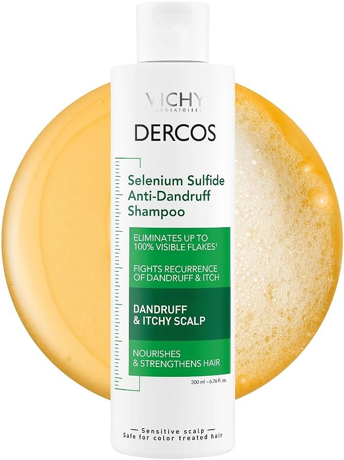 Vichy Dercos Dandruff Shampoo, Antifungal Itchy Scalp Treatment for Men & Women, Clinical Strength Selenium Sulfide, Formulated with Niacinamide & Salicylic Acid, Color Safe, Dermatologist Recommended - Product Image