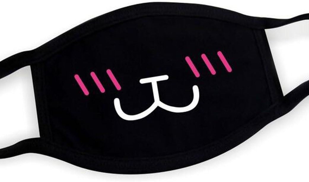 Suplove Unisex Cartoon Mouth Mask Reusable Face Masks 2 Pack Washable Cotton Face Protection for Adult Teens (2, Black10) - Product Image