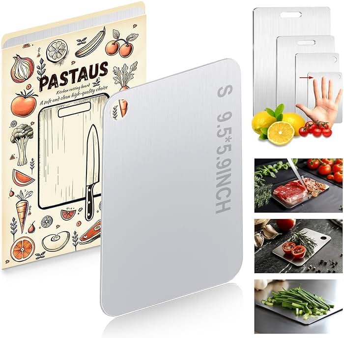 Stainless Steel Cutting board, Double sided Steel Cutting boards for Kitchen Meat vegetables & fruits Chopping board Easy to Clean (Mini Size)（9.5 × 5.9in） - Product Image