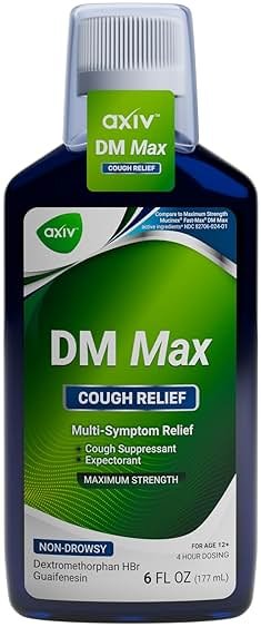 AXIV DM Max Liquid Cough & Cold Medicine for Adults, Cold and Flu Medicine for Excess Mucus Relief, 6 fl oz - Product Image