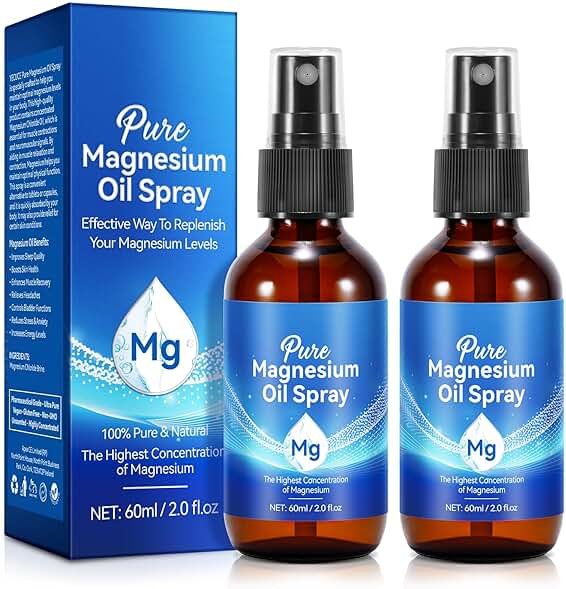 Pure Magnesium Oil Spray, Organic Natural Magnesium Oil Spray for Feet, Body, Skin, Topical Products (2 Pack) - Product Image