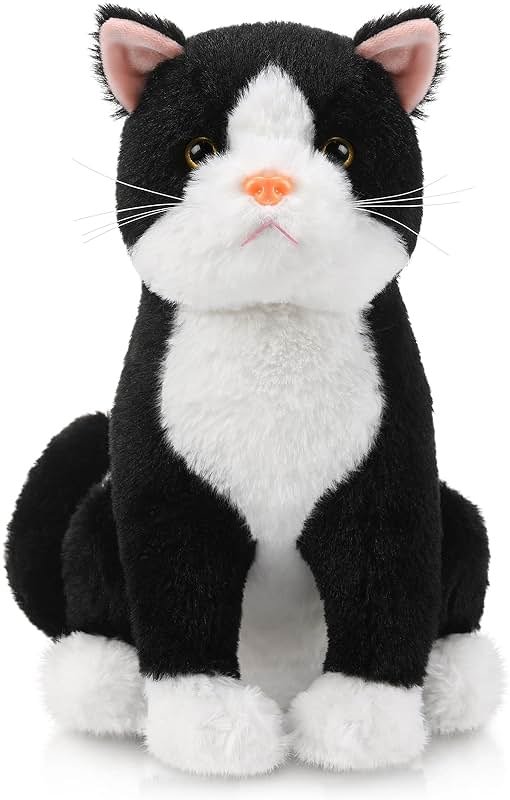 Libima 13 Inch Tuxedo Cat Stuffed Animal Realistic Black and White Cat Plush Soft Stuffed Tuxedo Kitten Plushie for Birthday Gifts Pet Party Favors Bedroom Sofa Decors - Product Image