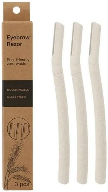 Derma-Plane Razor | Biodegradable Face Razor | Eyebrow Shaper | Recycled Wheat Straw Material | Eco-Friendly | 3 Count (Pack of 1) - Product Image