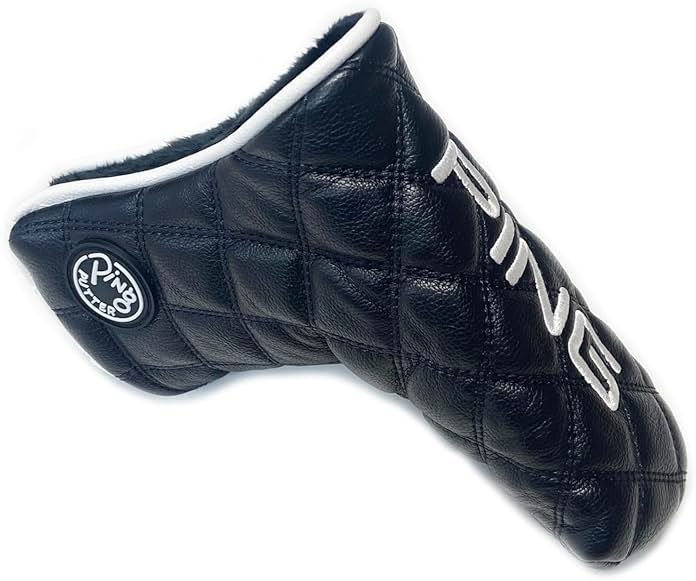 Ping Universal Quilted Premium Leather Black Putter Headcover, Magnet Closure - Product Image