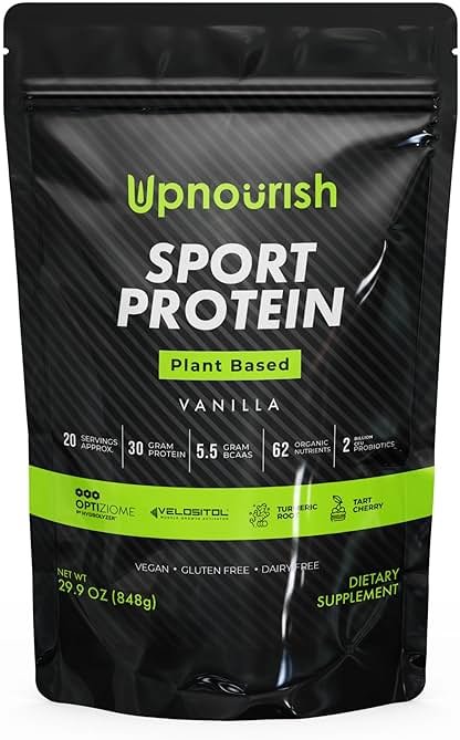 Vegan Sport Protein Powder Vanilla – 30g Plant Based Protein, VELOSITOL, BCAAs, Organic Greens & Fruits, Probiotics, Tart Cherry for Post Workout Recovery, Inform Sports Certified Keto - 20 servings - Product Image