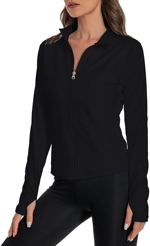 KOKITA Women's Athletic Full Zip Lightweight Workout Jacket，Outdoor Slim Fit Yoga Jackets with Pockets Thumb Holes - Product Image