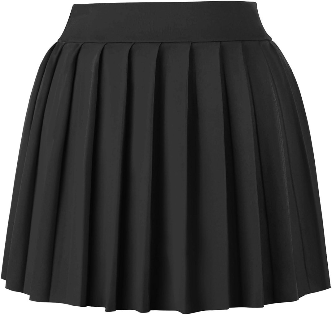 COOUFE Women Sexy Pleated Mini Skirts Ruffle Club Y2k Role Play A-line Skater Skirt Casual Stretchy Uniform for Girls - Product Image