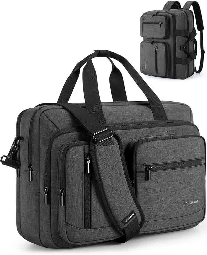 BAGSMART 3 In 1 Laptop Bag for Men, Computer Briefcase 17.3 Inch Laptop Water-Repellent Shoulder Bag, Computer Bag Business Travel Office, Black - Product Image