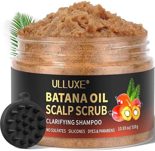 Scalp Scrub for Hair Growth, Scalp Exfoliator with Batana Oil & Rosemary, Deep Scalp Cleanser with Scalp Massager, 2-in-1 Clarifying Shampoo Hair Treatment, Buildup Removal, Itchy Relief, 10.93 oz - Product Image