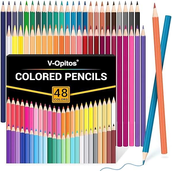 V-Opitos 48 Pack Colored Pencils Set, Pre-sharpened Coloring Pencils for Kids Beginners, Colored Pencils for Adult Coloring Books, Ideal Art Supplies for Sketching, Coloring & Painting - Product Image