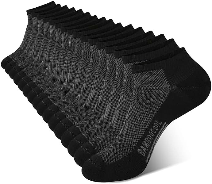 BAMBOO COOL Men's Athletic Ankle Socks Moisture Wicking, Anti-Odor Breathable Running Mesh Socks Arch Support, 8 Pack - Product Image