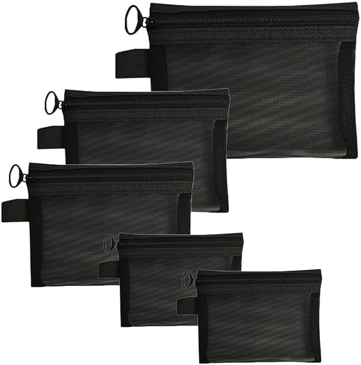 ZSlactp 5-Pack Small Mesh Zipper Pouch Bags, Cosmetic Organizer for Travel and Makeup Accessories, Small Mesh Makeup Bag with Zipper for Purse - Product Image