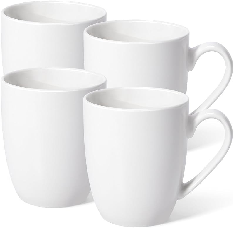 Urbanstrive 16 oz Large Coffee Mugs Set of 4 Ceramic Coffee Mug White Coffee Cups Tea Cups Idea Gift for Women Men House Warming Gifts New Home Office, White 4 Pack - Product Image