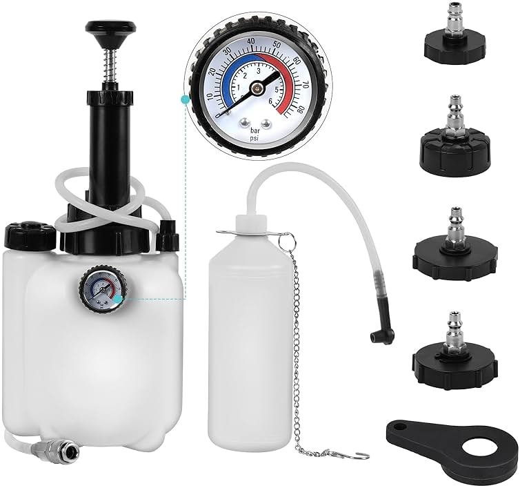 BreeRainz 3L Upgraded Brake Bleeder Kit, Manual Brake Bleeder Fluid Pump with 4 Master Cylinder Adapters and 1L Brake Bleeder Bottle Suitable for Most Vehicles - Product Image