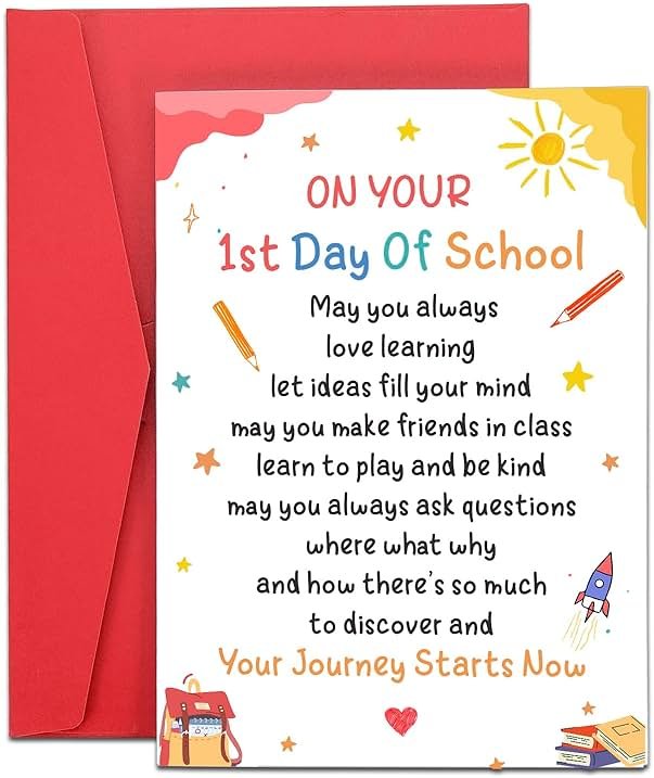 XPENMULBOJA First Day for School card for Kids First Day of Kindergarten Preschool Supplies 1st Grade School Back to School Stuff Gift for Girl Boy Daughter Son 1st Grade & preschool supplies - Product Image