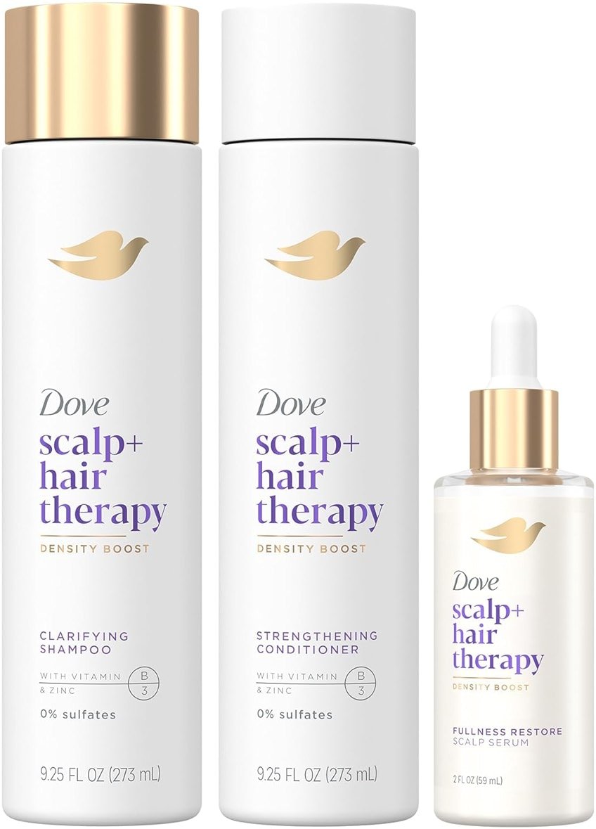 Dove Derma Scalp Thickening Shampoo, Conditioner + Fullness Restore Scalp Serum – Density Boost with Niacinamide, Glycerin, Zinc & Peptides - Product Image