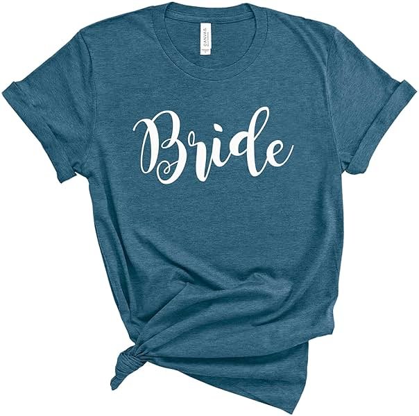 Blue Sand Textiles Bride Shirt. Soft Cotton Unisex Wedding Tee. Matching Bachelorette Party Shirts. Bridal Party Tshirts. - Product Image