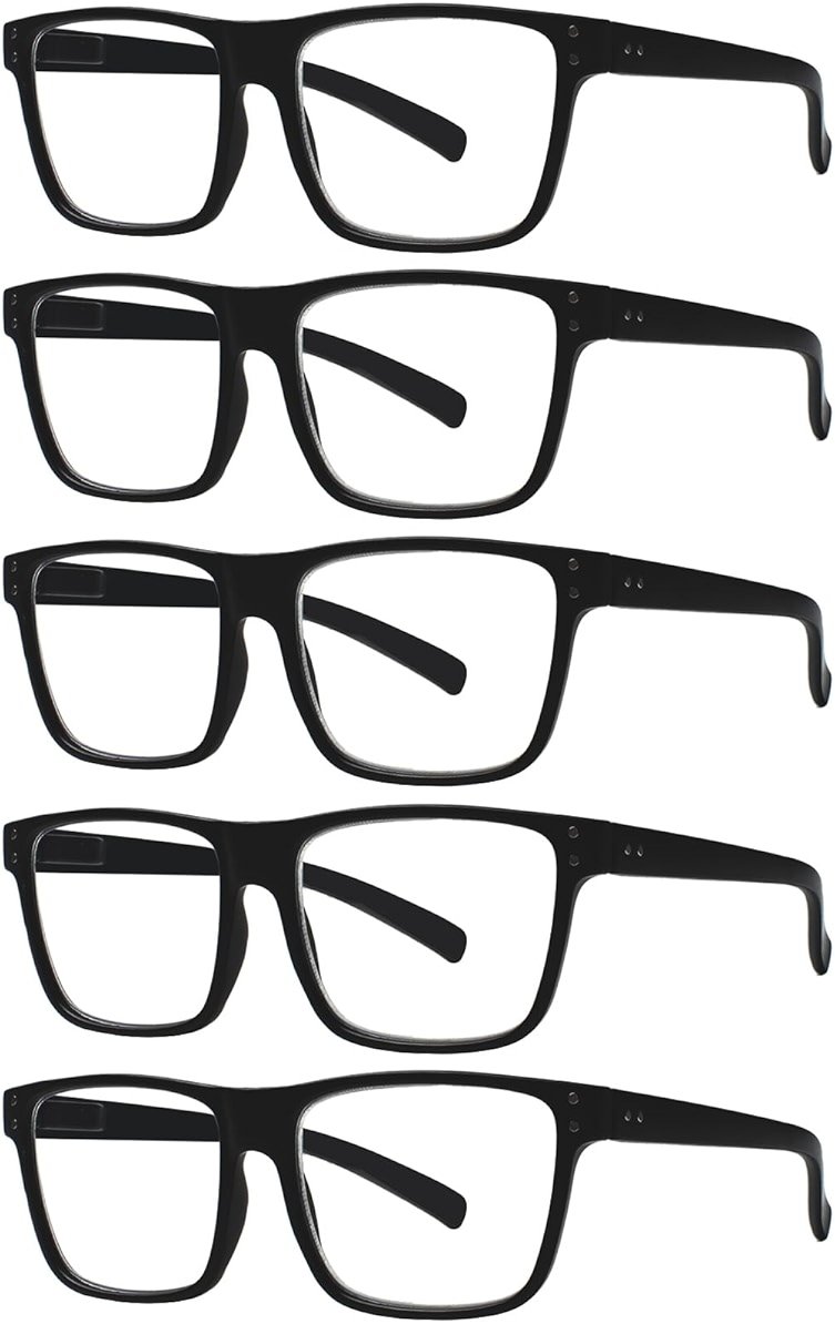 Kerecsen 5 Pack Oversized Reading Glasses Blue Light Blocking Square Large Frame Readers for Men and Women - Product Image