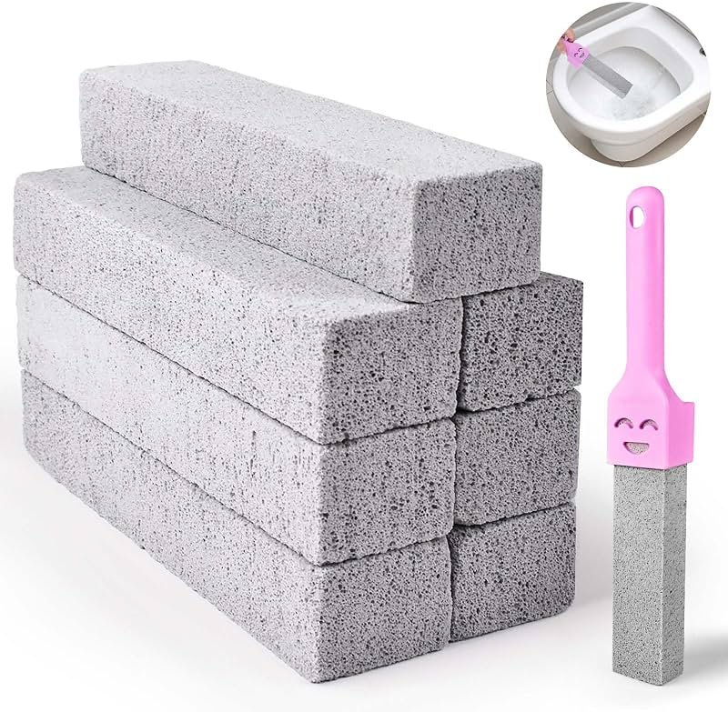 CONLI 8 Pack Pumice Stone Toilet Bowl Cleaner, Toilet Pumice Stone with Handle Remove Toilet Bowl Hard Water Rings Suitable for Cleaning Toilet Bathroom Kitchen Sink Grill - Product Image