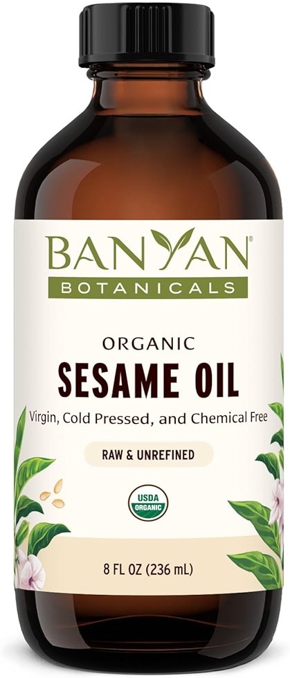 Banyan Botanicals Sesame Oil – Organic & Unrefined Sesame Oil for Skin, Body, Hair & More – Multiple Sizes – 8 oz – Non GMO Sustainably Sourced Vegan - Product Image