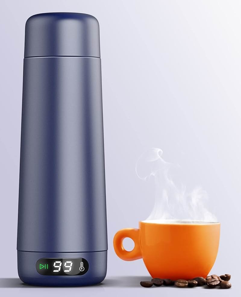 Travel Kettle, Dual Voltage Portable Electric Kettle 110V-220V-240V Smart Small Water Boiler 370ML for Tea & Coffee, 316 Stainless Steel, 6 Temperature Control and LCD Display, for Global Use - Product Image