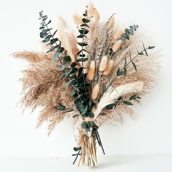 Green Pampas Grass Boho Bouquet – Exquisite Lavender and Eucalyptus Dried Flower Arrangements for Western Boho Decor – Rustic Flowers for Your Bohemian Home, Bedroom, and Wedding Table Décor - Product Image