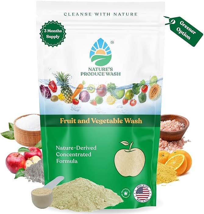 Natures Produce Wash, Fruit and Vegetable Wash, Removes Unwanted Residue, Extends Produce Life, Fruit Cleaner. 3 Months Supply or Makes 10+ Spray 16 oz Bottles - Product Image