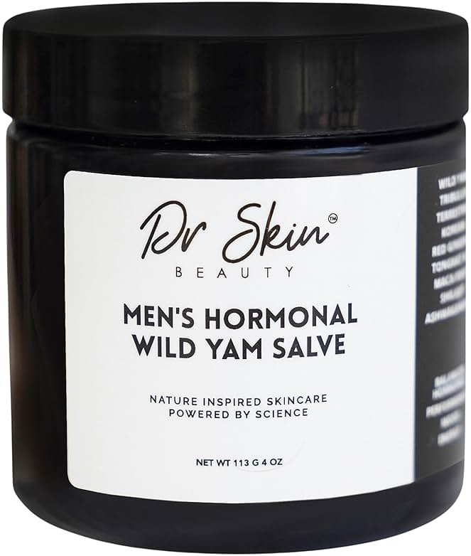 Dr. Skin Men's Organic Wild Yam Cream for Hormone Balance - Natural T-Booster with Korean Ginseng & Tongkat Ali - Added Ashwagandha to Boost Energy, Stamina, Endurance & Strength - 4oz, Made in USA - Product Image
