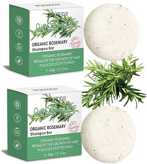 2 Pack Rosemary Shampoo Bar for Hair Growth,Deep Cleansing for Scalp Hair Loss Shampoo Soap,Organic Hair Oil Control,Solid Shampoo Bar,Refreshing and Hydrating Soap for Stocking Stuffers Women Gifts - Product Image