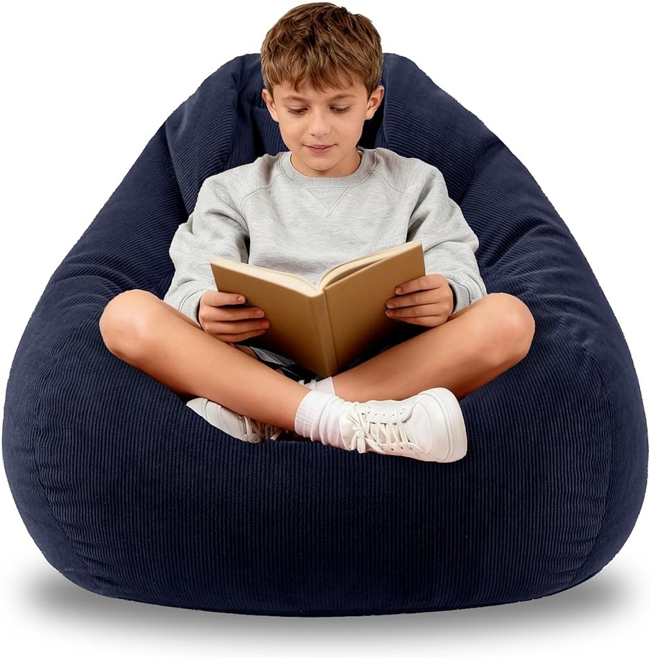 Gurxien Bean Bag Chairs for Kids Chair Round Sofa Memory Foam Filling Reading Gaming Sofa for Living Room Bedroom - Product Image