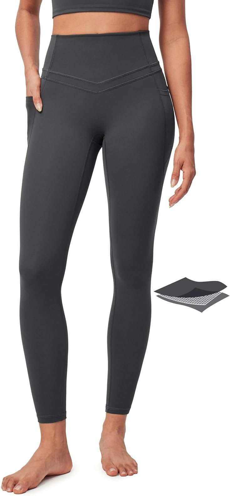 IUGA Compression Leggings with Pockets for Women Tummy Control Leggings No Front Seam Workout High Waist Yoga Pants - Product Image