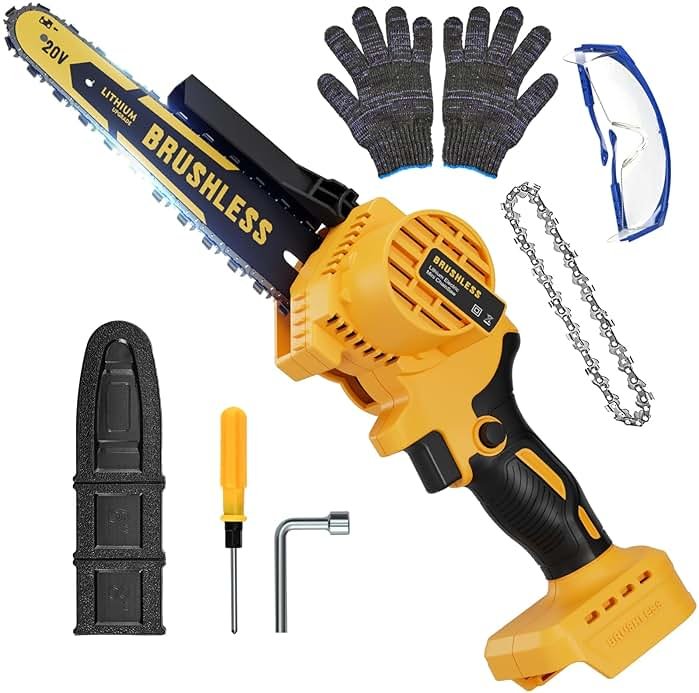 Cordless Mini Chainsaw 8 Inch for Dewalt 20V MAX Battery Powered (NO Battery), Electric Chainsaw, Cordless Hand Chainsaw, Portable Small Rechargeable Pruning Chain Saw for Wood Cut Tree Trimming - Product Image