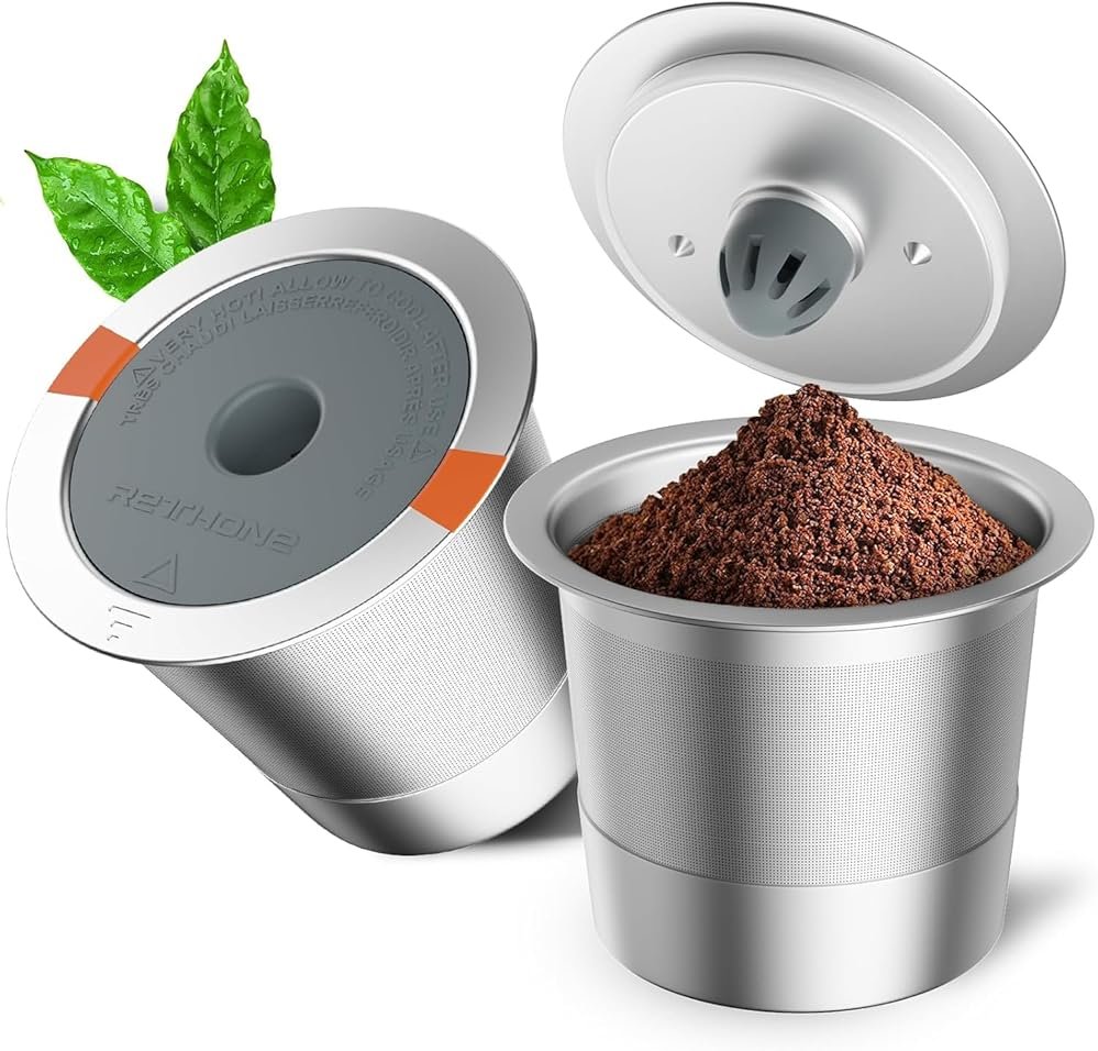 RETHONE Reusable K Cups for Keurig 1.0 & 2.0 - Stainless Steel Coffee Pods, Refillable Ground Coffee Pods(2 pack) - Product Image