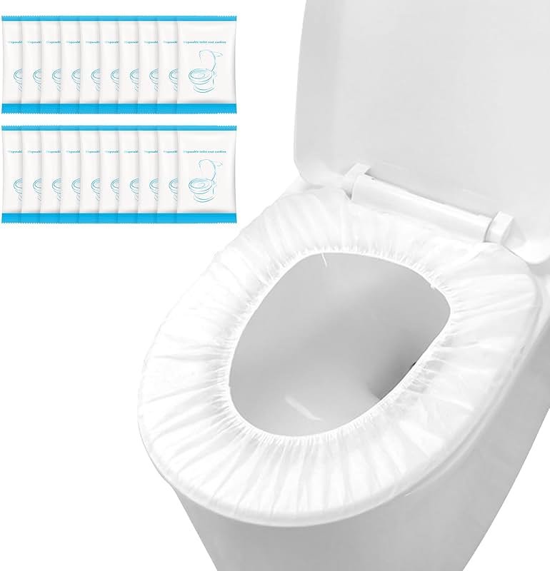 Krijuess 50 Pack Disposable Toilet Seat Cover Waterproof Non-Woven Fabric, Disposable Toilet Seat Covers for Travel, Disposable Seat Covers for Outing Hotel Hospital Public Toilet (Individual Package) - Product Image