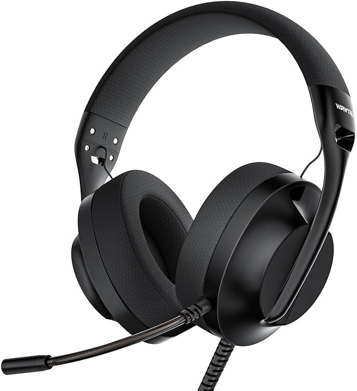 WIRWTRU S30 Gaming Headset with Microphone,198g Lightweight Design, Wired Gaming Headphones for Xbox, Xbox Series X|S, PS5, PS4, Switch, PC, Noise Cancelling Mic, Soft Earmuffs (Black) - Product Image